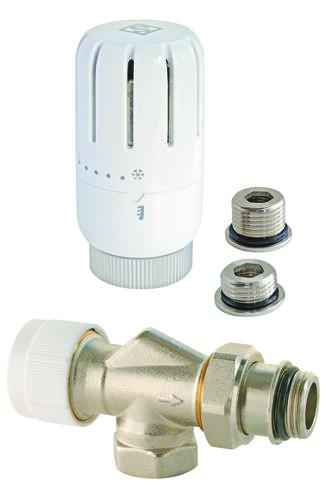 Robinet thermostatique universel pour radiateur eau chaude, équerre inversé 3/8'' (12/17) ou 1/2'' (15/21) - Somatherm